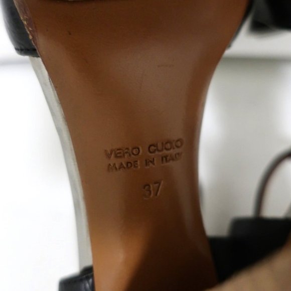 Lanvin Bow T-Strap Sandals Silver & Black Size 37 - Picture 12 of 12